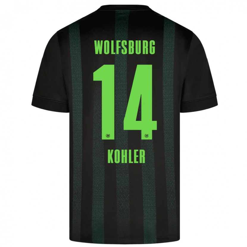 Danxen Bambino Maglia Leonard Köhler #14 Verde Scuro Kit Gara Away 2024/25 Maglietta
