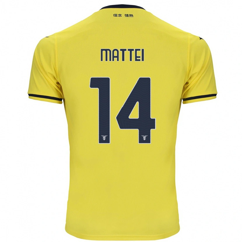 Danxen Bambino Maglia Sarah Mattei #14 Giallo Kit Gara Away 2024/25 Maglietta