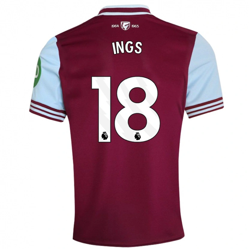 Danxen Uomo Maglia Danny Ings #18 Rosso Scuro Kit Gara Home 2024/25 Maglietta