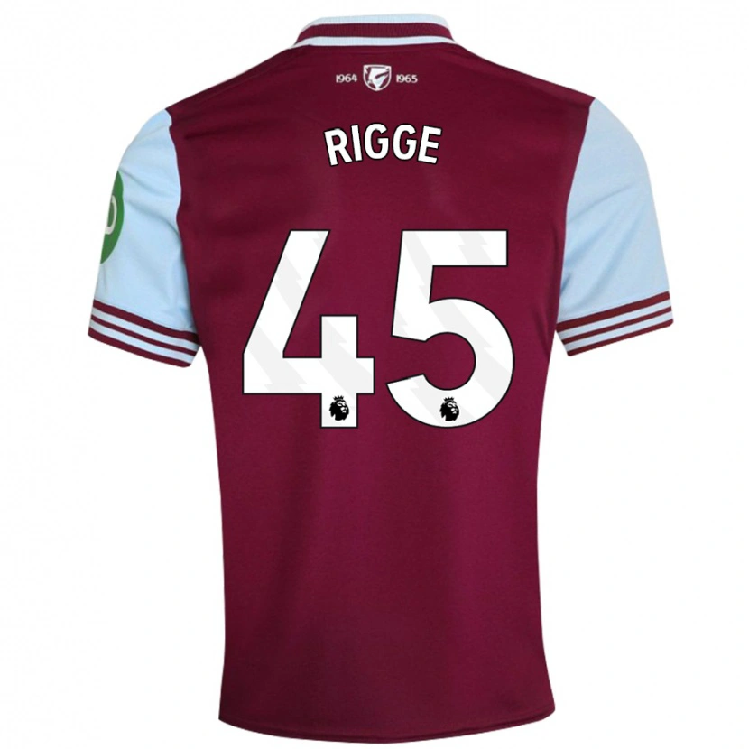 Danxen Uomo Maglia Daniel Rigge #45 Rosso Scuro Kit Gara Home 2024/25 Maglietta