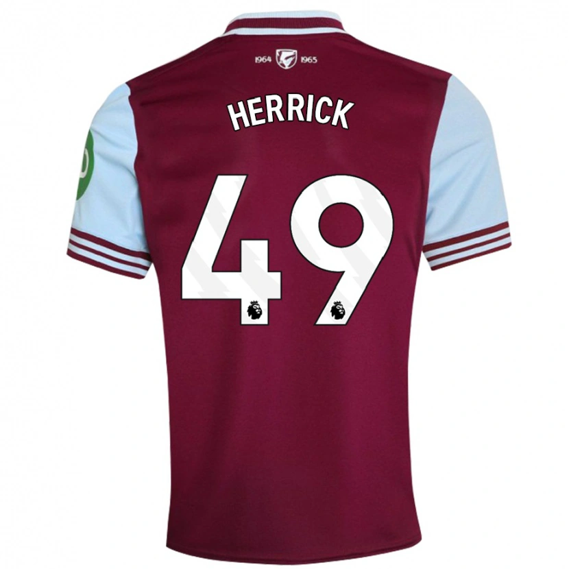 Danxen Uomo Maglia Finlay Herrick #49 Rosso Scuro Kit Gara Home 2024/25 Maglietta