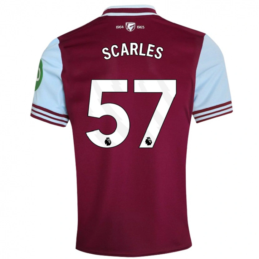Danxen Uomo Maglia Oliver Scarles #57 Rosso Scuro Kit Gara Home 2024/25 Maglietta