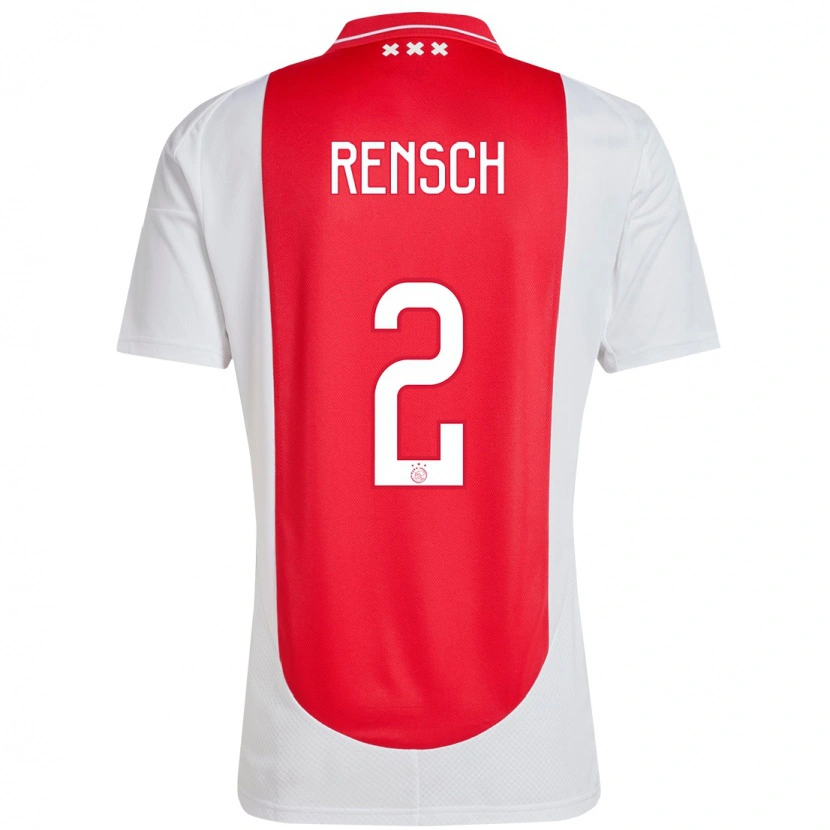 Danxen Uomo Maglia Devyne Rensch #2 Rosso Bianco Kit Gara Home 2024/25 Maglietta