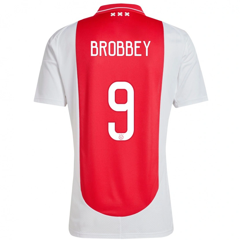 Danxen Uomo Maglia Brian Brobbey #9 Rosso Bianco Kit Gara Home 2024/25 Maglietta