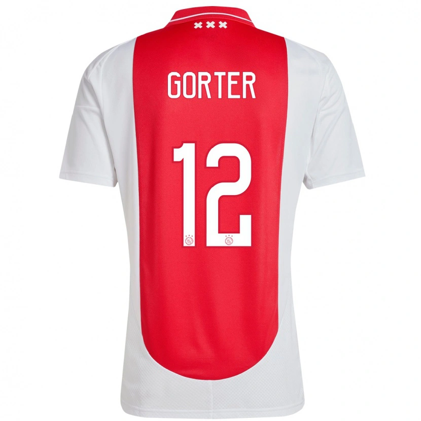 Danxen Uomo Maglia Jay Gorter #12 Rosso Bianco Kit Gara Home 2024/25 Maglietta