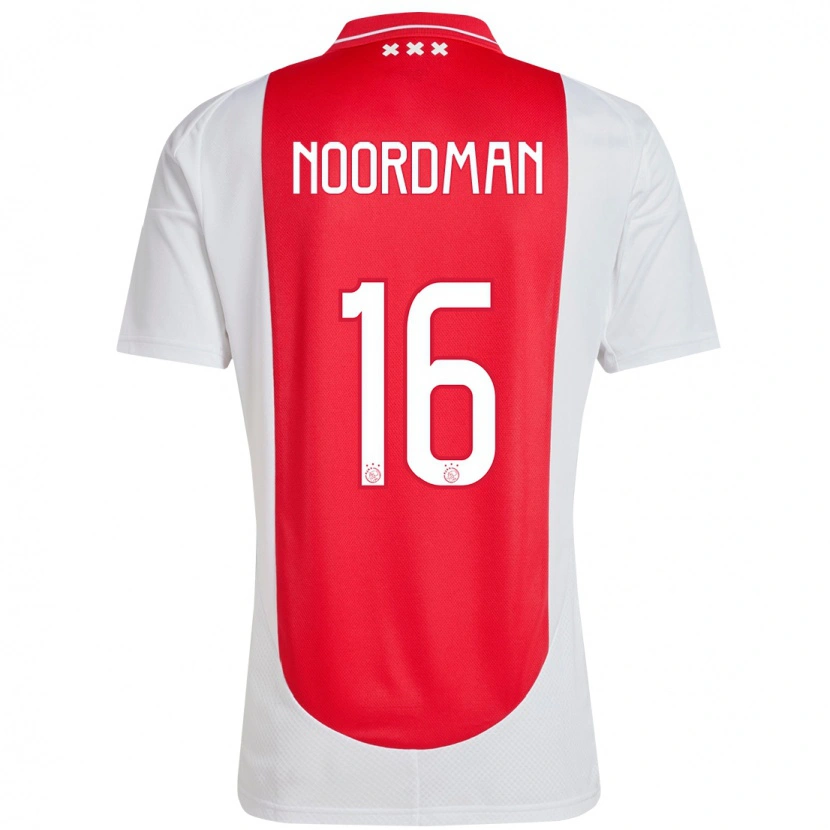 Danxen Uomo Maglia Danique Noordman #16 Rosso Bianco Kit Gara Home 2024/25 Maglietta