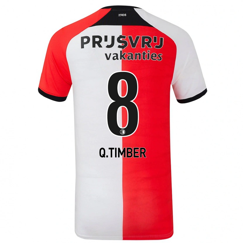 Danxen Uomo Maglia Quinten Timber #8 Rosso Bianco Kit Gara Home 2024/25 Maglietta