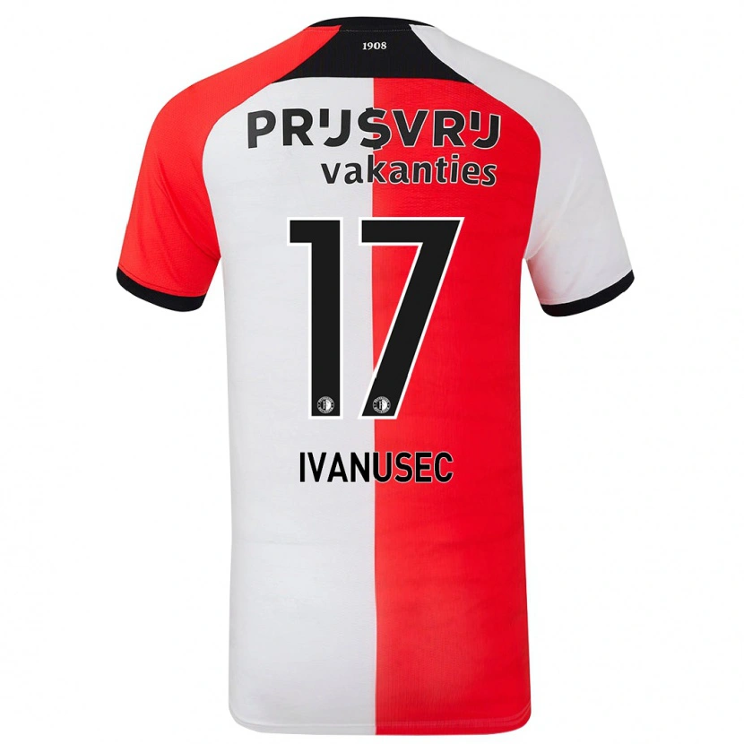 Danxen Uomo Maglia Luka Ivanusec #17 Rosso Bianco Kit Gara Home 2024/25 Maglietta