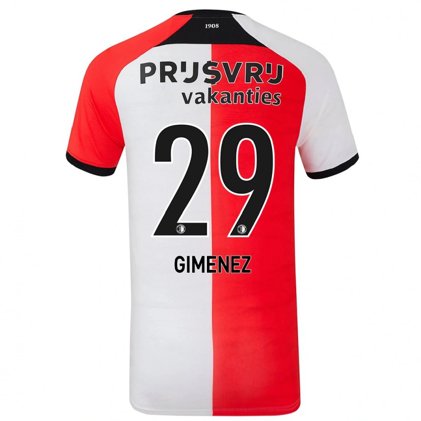 Danxen Uomo Maglia Santiago Gimenez #29 Rosso Bianco Kit Gara Home 2024/25 Maglietta