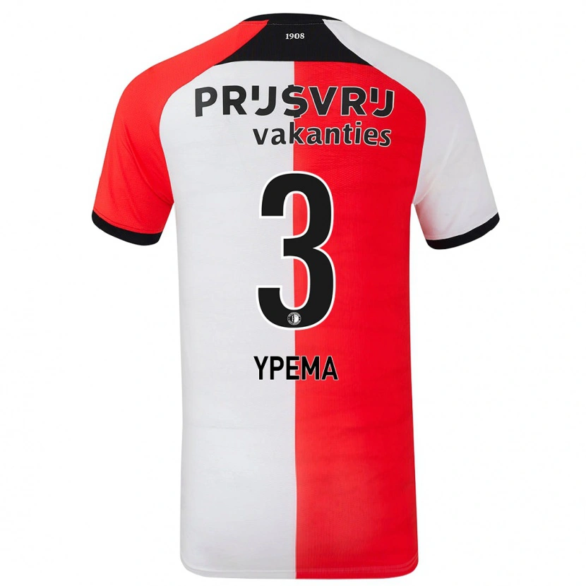 Danxen Uomo Maglia Danique Ypema #3 Rosso Bianco Kit Gara Home 2024/25 Maglietta