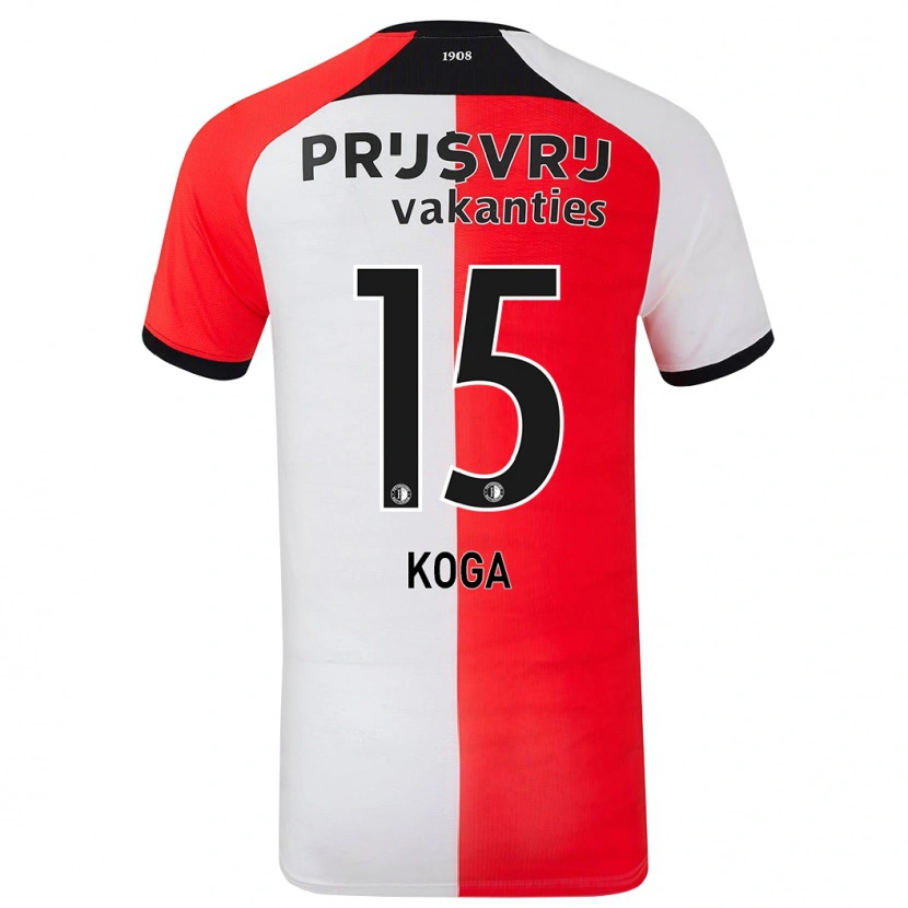 Danxen Uomo Maglia Tōko Koga #15 Rosso Bianco Kit Gara Home 2024/25 Maglietta