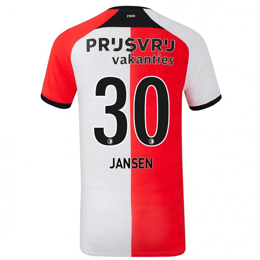 Danxen Uomo Maglia Thijs Jansen #30 Rosso Bianco Kit Gara Home 2024/25 Maglietta