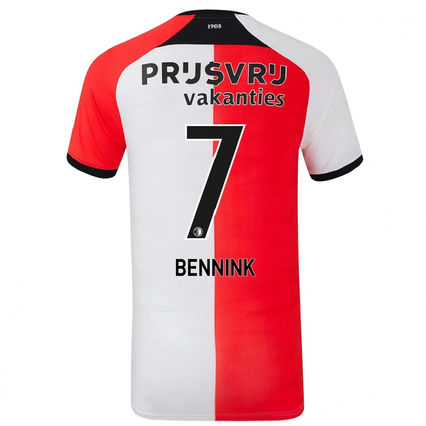 Danxen Uomo Maglia Maxime Bennink #7 Rosso Bianco Kit Gara Home 2024/25 Maglietta