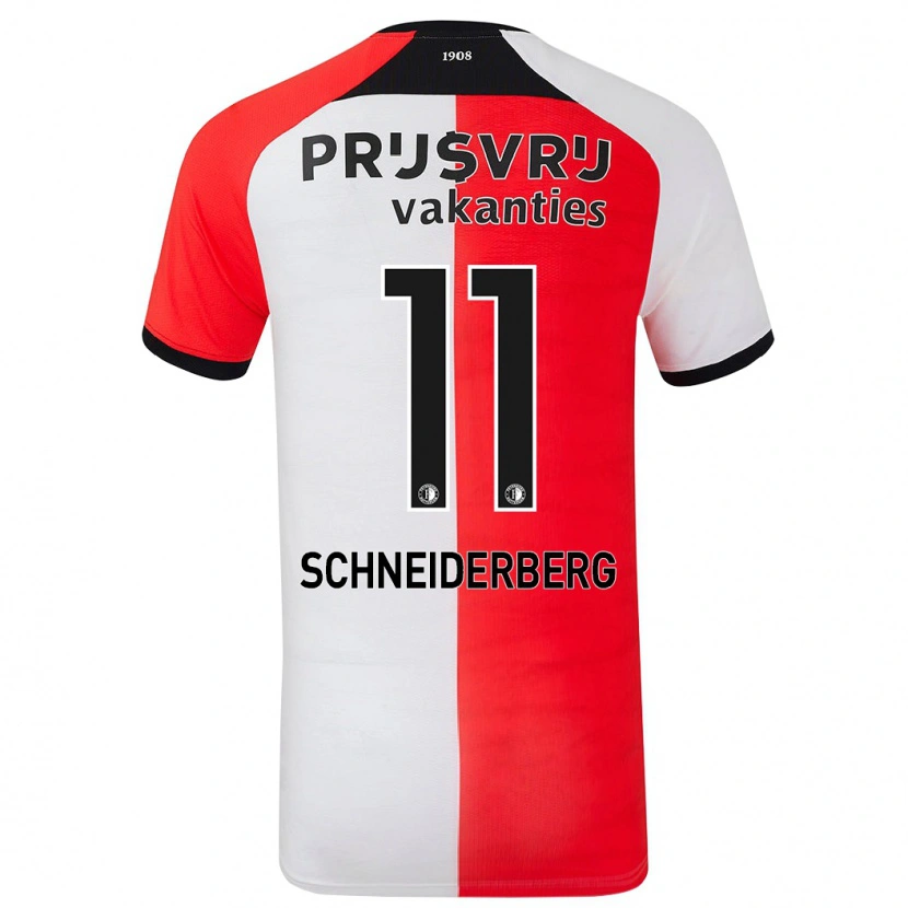 Danxen Uomo Maglia July Schneiderberg #11 Rosso Bianco Kit Gara Home 2024/25 Maglietta