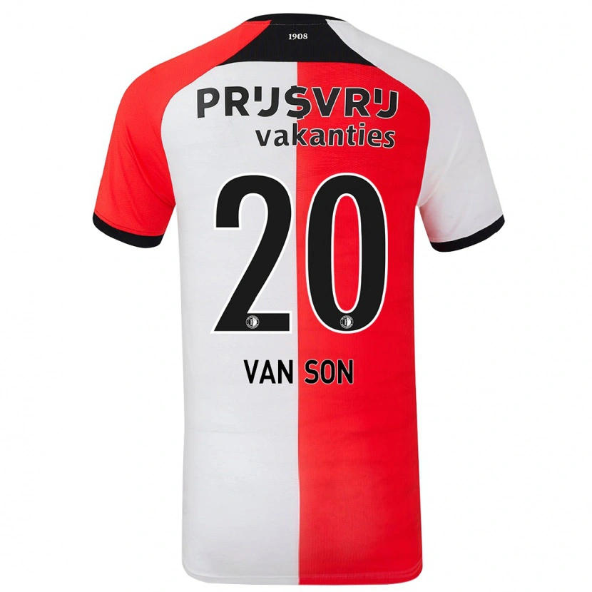 Danxen Uomo Maglia Anne Van Son #20 Rosso Bianco Kit Gara Home 2024/25 Maglietta