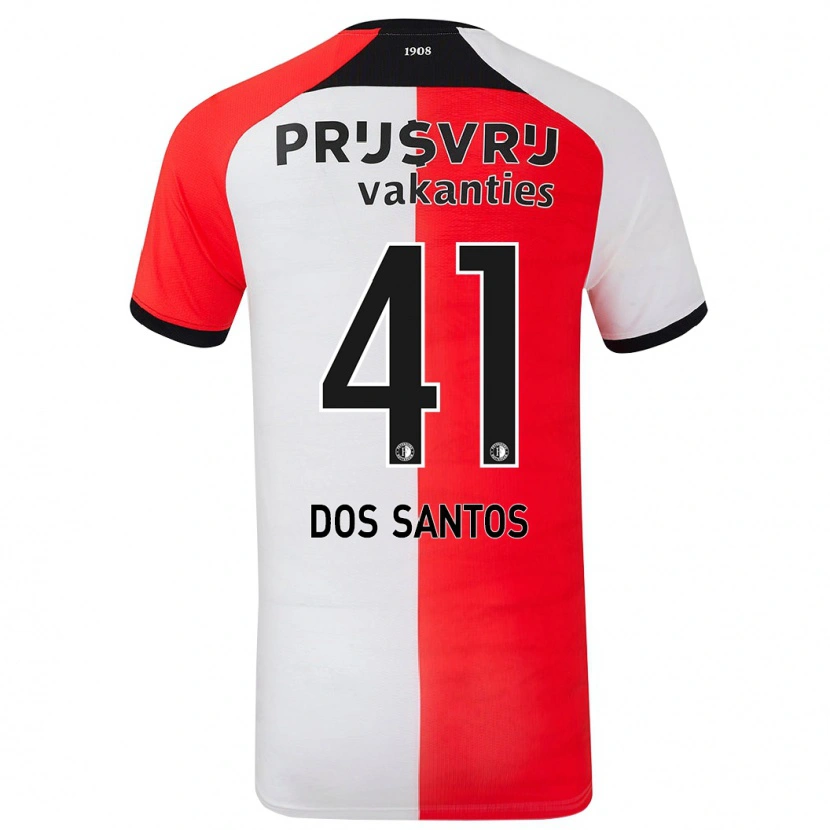 Danxen Uomo Maglia Giuliany Ben-David Dos Santos #41 Rosso Bianco Kit Gara Home 2024/25 Maglietta