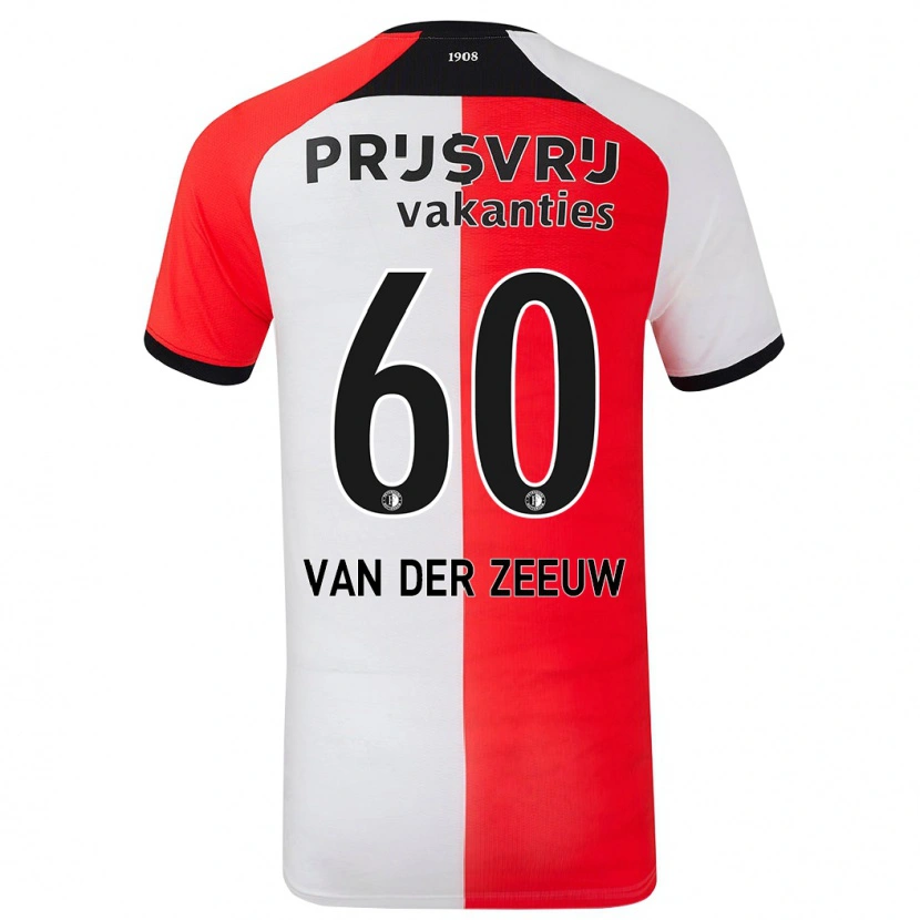 Danxen Uomo Maglia Twan Van Der Zeeuw #60 Rosso Bianco Kit Gara Home 2024/25 Maglietta