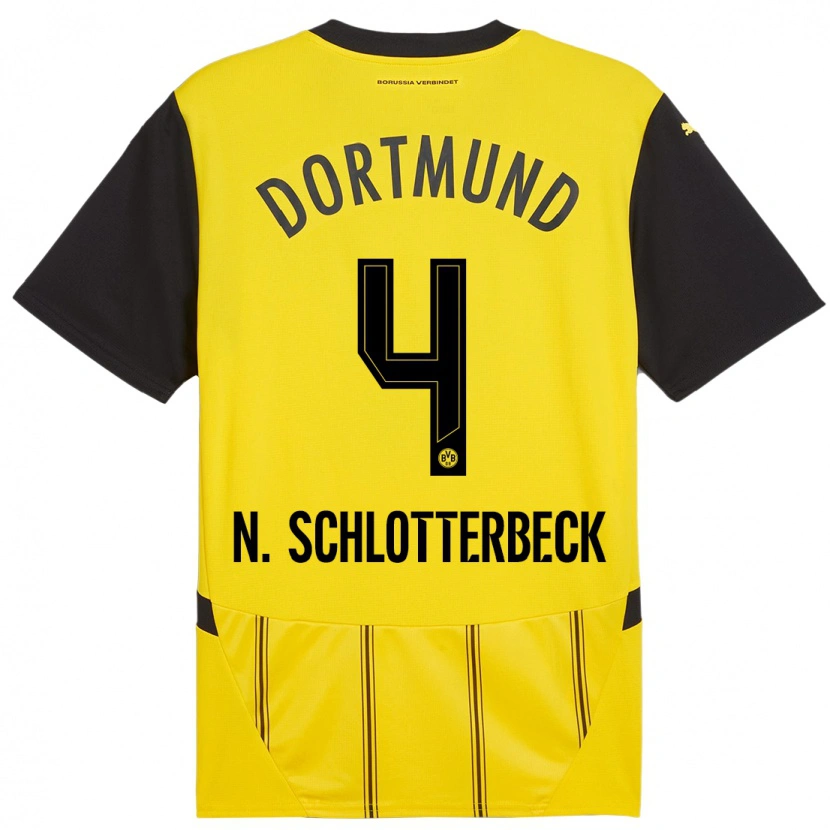 Danxen Uomo Maglia Nico Schlotterbeck #4 Giallo Nero Kit Gara Home 2024/25 Maglietta