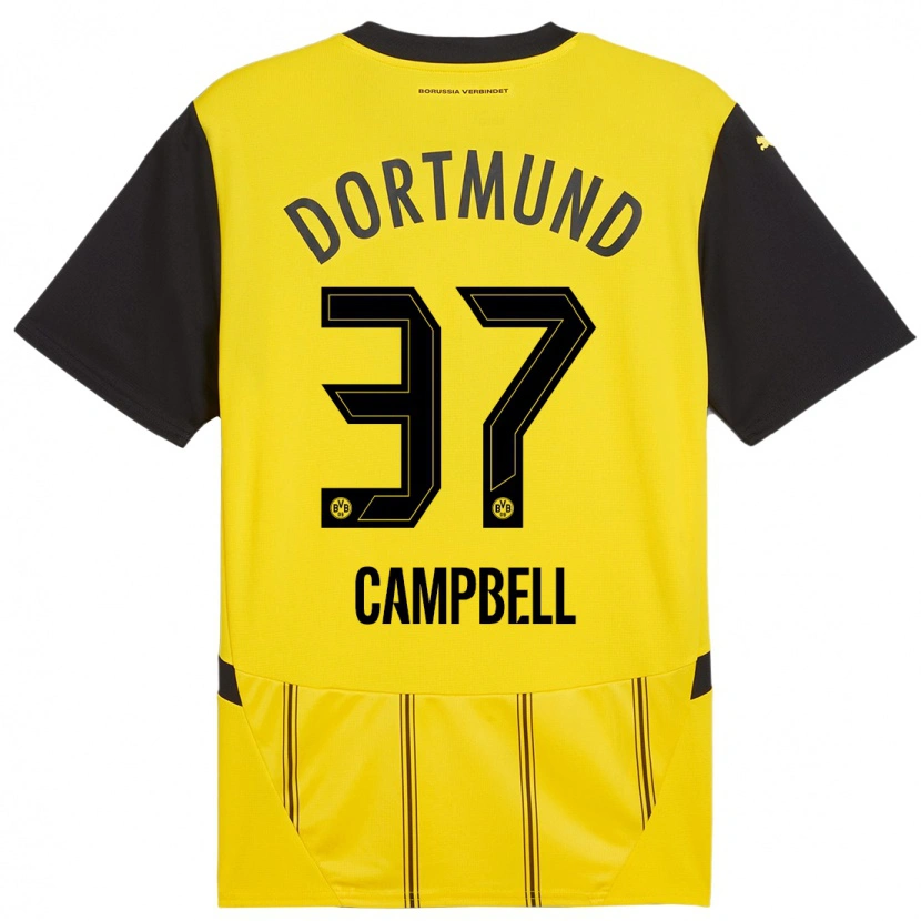 Danxen Uomo Maglia Cole Campbell #37 Giallo Nero Kit Gara Home 2024/25 Maglietta