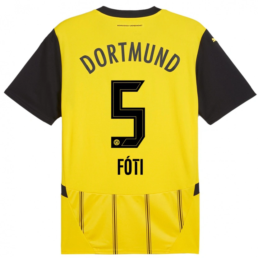 Danxen Uomo Maglia António Fóti #5 Giallo Nero Kit Gara Home 2024/25 Maglietta
