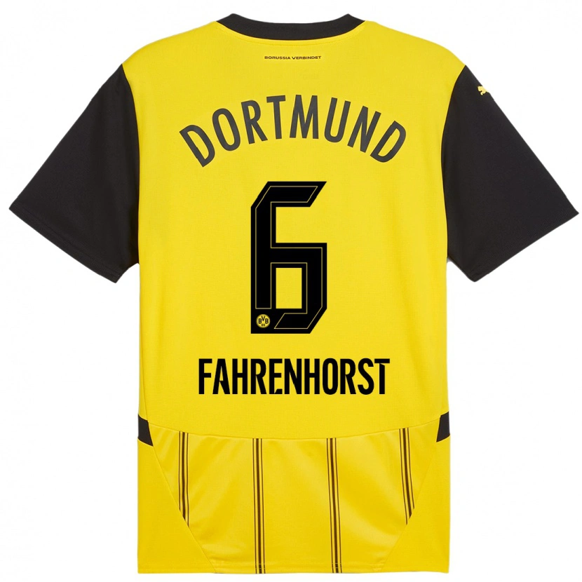 Danxen Uomo Maglia Luke Fahrenhorst #6 Giallo Nero Kit Gara Home 2024/25 Maglietta
