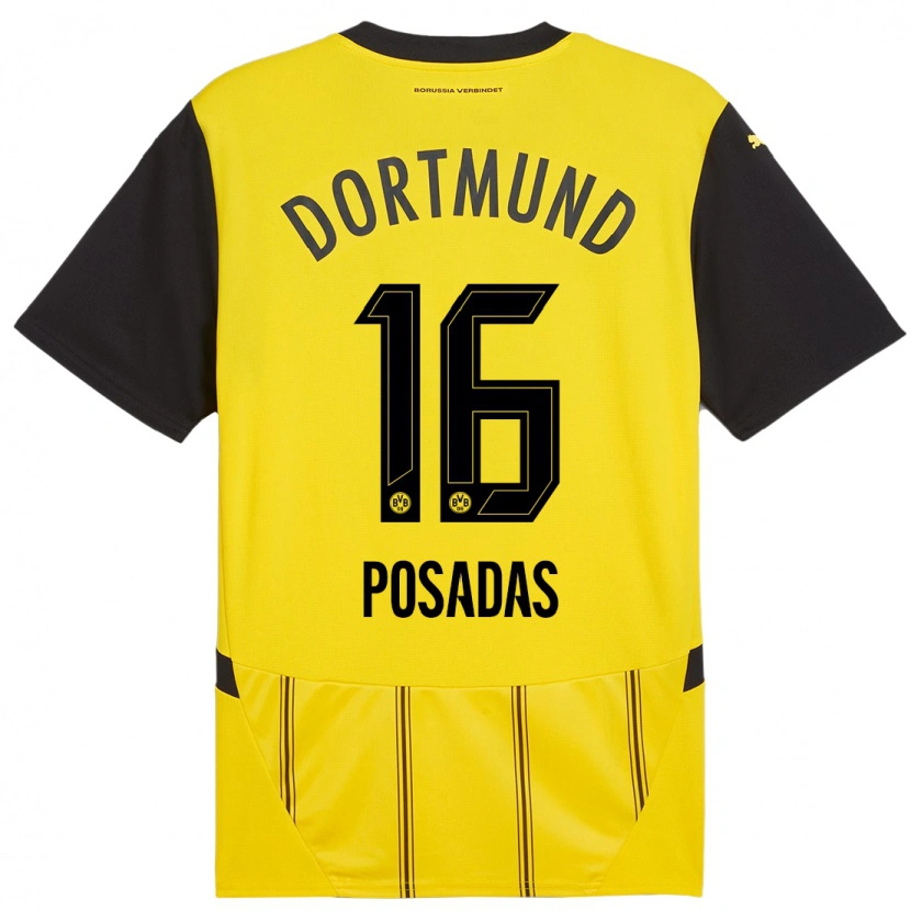 Danxen Uomo Maglia Leonardo Posadas #16 Giallo Nero Kit Gara Home 2024/25 Maglietta