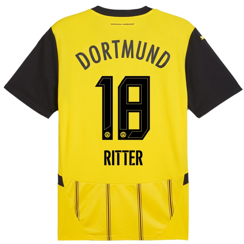 Danxen Uomo Maglia Roméo Ritter #18 Giallo Nero Kit Gara Home 2024/25 Maglietta