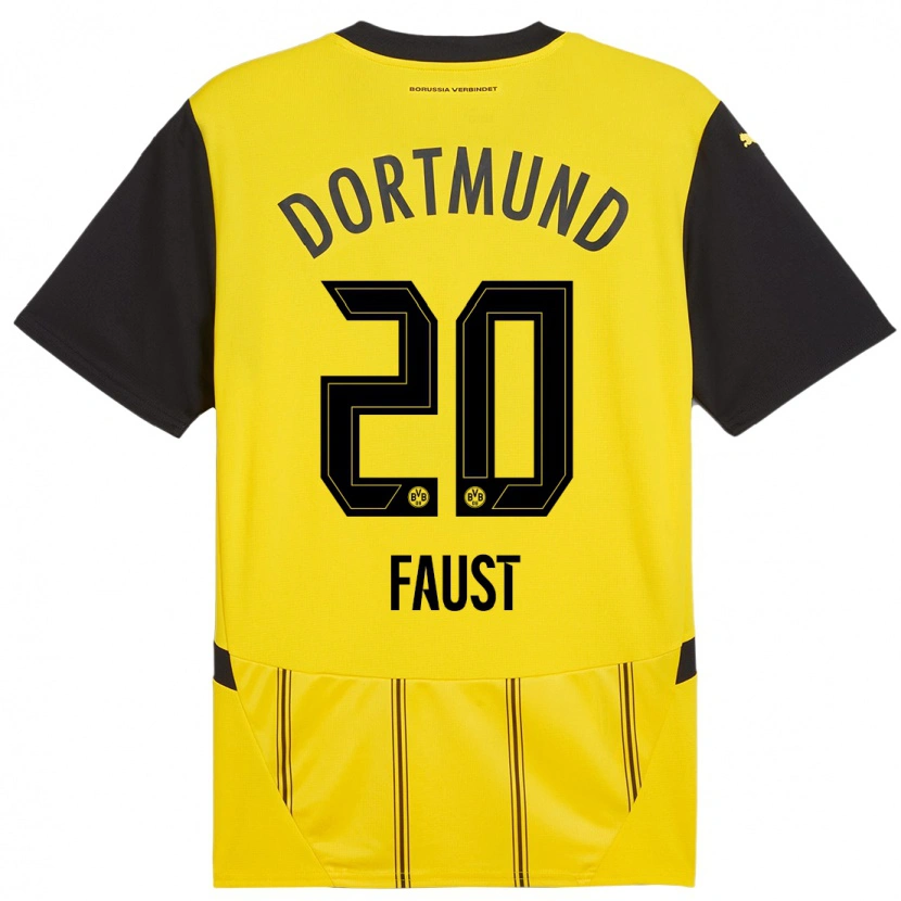 Danxen Uomo Maglia Tom Faust #20 Giallo Nero Kit Gara Home 2024/25 Maglietta