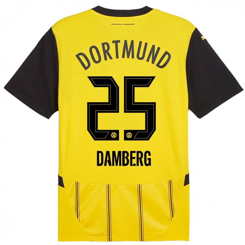Danxen Uomo Maglia Niclas Damberg #25 Giallo Nero Kit Gara Home 2024/25 Maglietta
