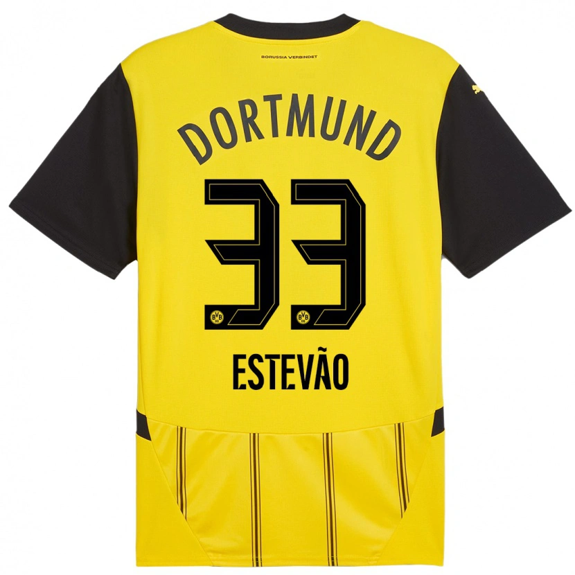 Danxen Uomo Maglia Tiago Estêvão #33 Giallo Nero Kit Gara Home 2024/25 Maglietta