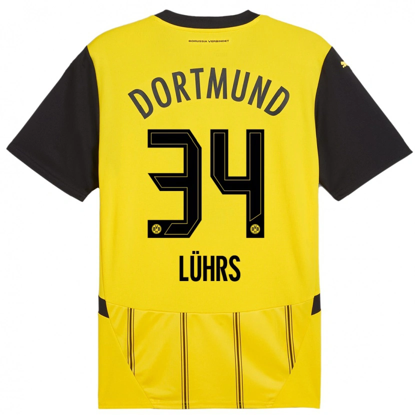 Danxen Uomo Maglia Yannik Lührs #34 Giallo Nero Kit Gara Home 2024/25 Maglietta