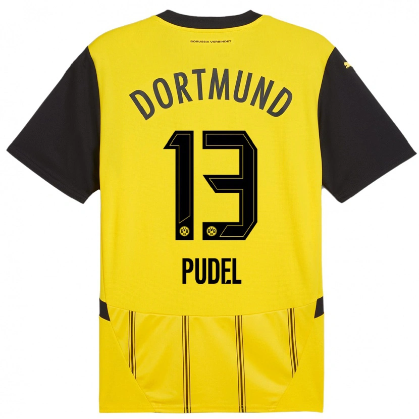 Danxen Uomo Maglia Bjarne Pudel #13 Giallo Nero Kit Gara Home 2024/25 Maglietta
