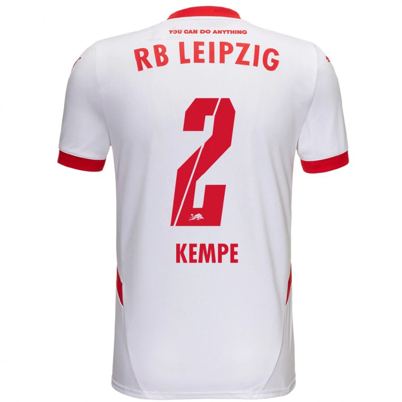 Danxen Uomo Maglia Frederike Kempe #2 Bianco Rosso Kit Gara Home 2024/25 Maglietta