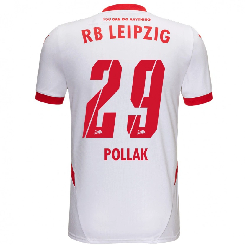 Danxen Uomo Maglia Julia Pollak #29 Bianco Rosso Kit Gara Home 2024/25 Maglietta
