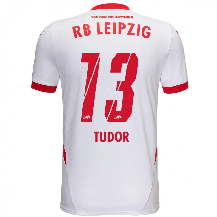 Danxen Uomo Maglia Aaron Tudor #13 Bianco Rosso Kit Gara Home 2024/25 Maglietta