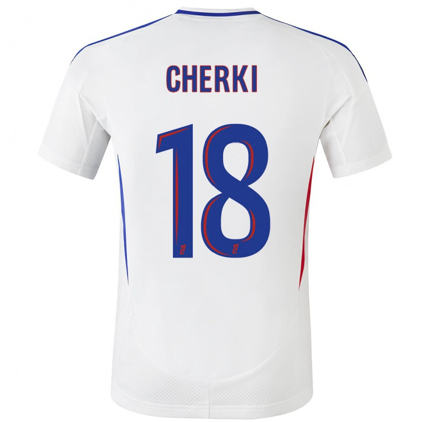 Danxen Uomo Maglia Rayan Cherki #18 Bianco Blu Kit Gara Home 2024/25 Maglietta