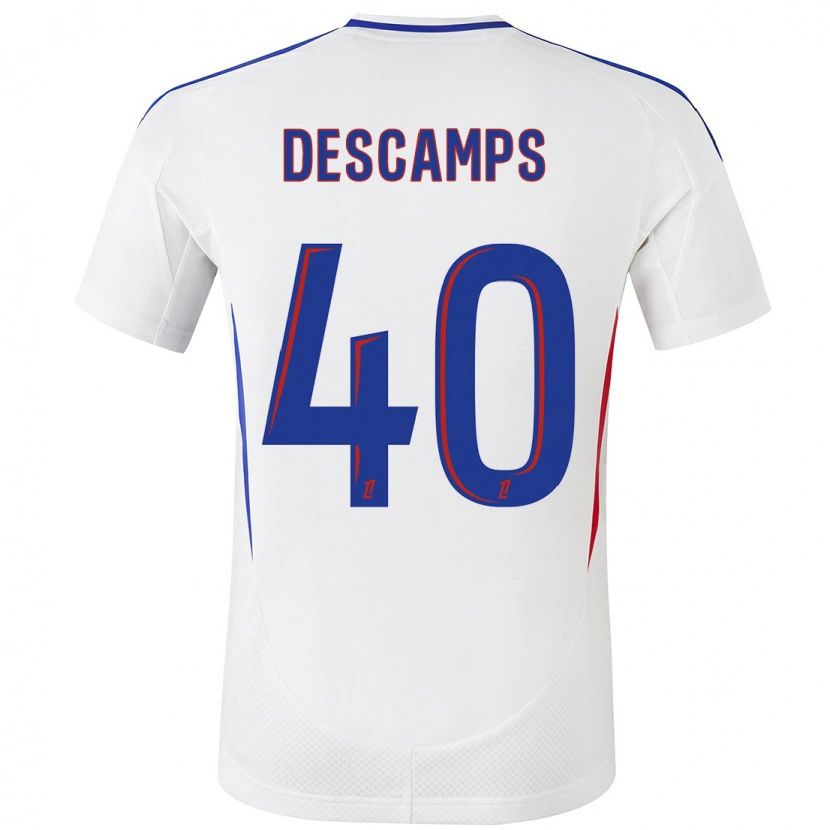 Danxen Uomo Maglia Rémy Descamps #40 Bianco Blu Kit Gara Home 2024/25 Maglietta