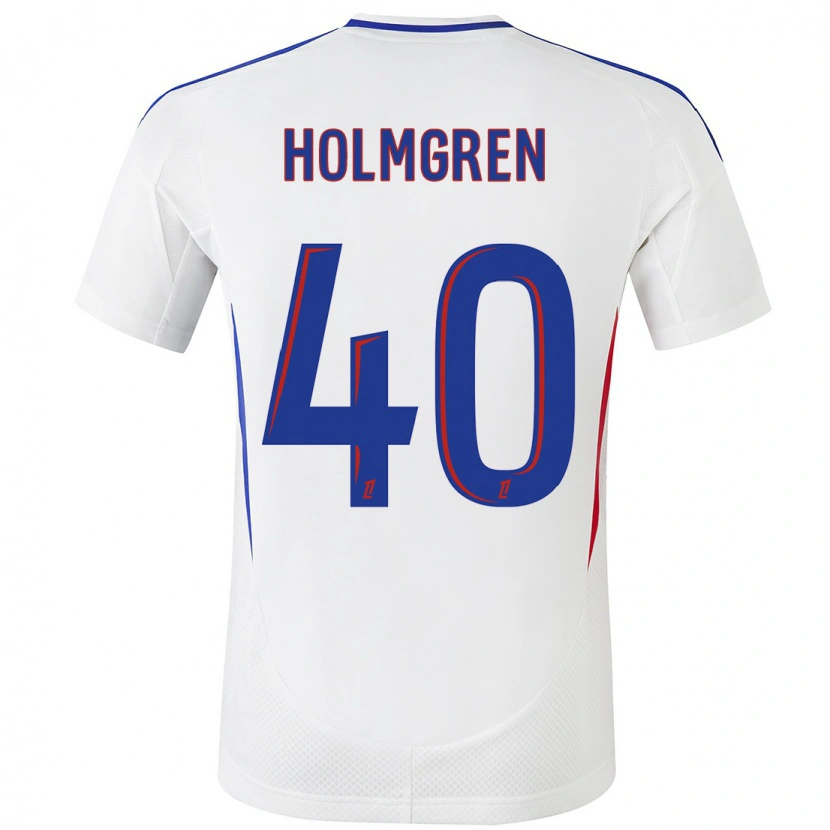 Danxen Uomo Maglia Emma Holmgren #40 Bianco Blu Kit Gara Home 2024/25 Maglietta