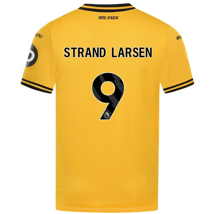 Danxen Uomo Maglia Jørgen Strand Larsen #9 Giallo Kit Gara Home 2024/25 Maglietta