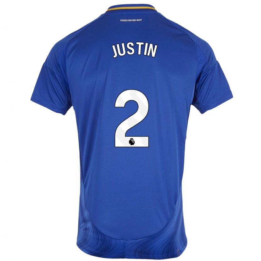 Danxen Uomo Maglia James Justin #2 Blu Bianco Kit Gara Home 2024/25 Maglietta