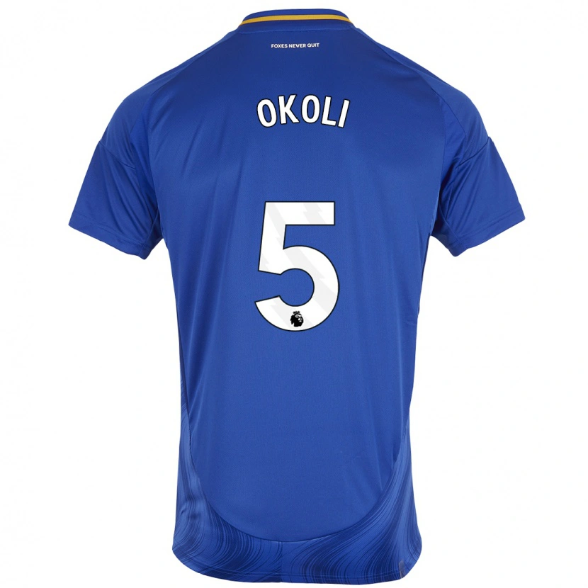 Danxen Uomo Maglia Caleb Okoli #5 Blu Bianco Kit Gara Home 2024/25 Maglietta