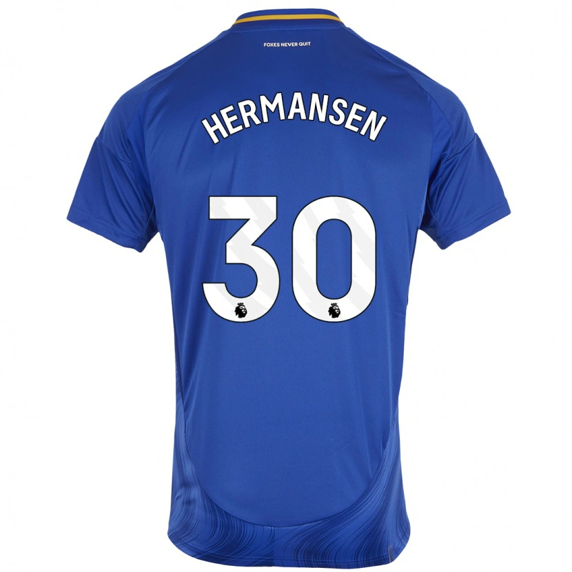 Danxen Uomo Maglia Mads Hermansen #30 Blu Bianco Kit Gara Home 2024/25 Maglietta