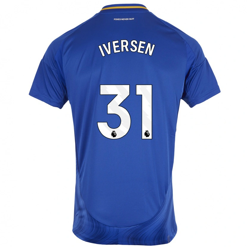Danxen Uomo Maglia Daniel Iversen #31 Blu Bianco Kit Gara Home 2024/25 Maglietta