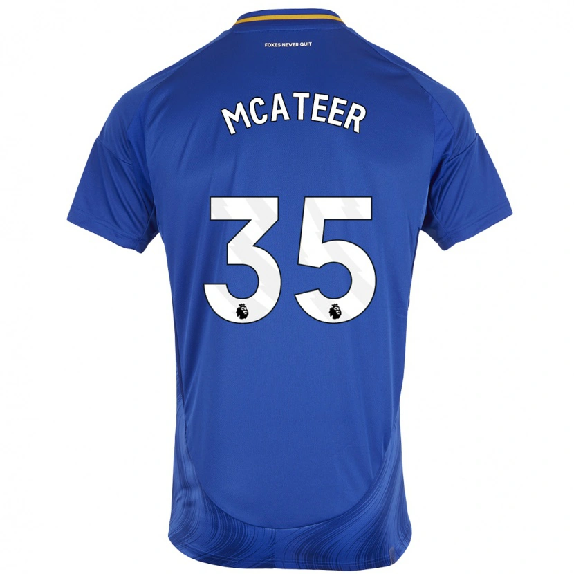 Danxen Uomo Maglia Kasey Mcateer #35 Blu Bianco Kit Gara Home 2024/25 Maglietta