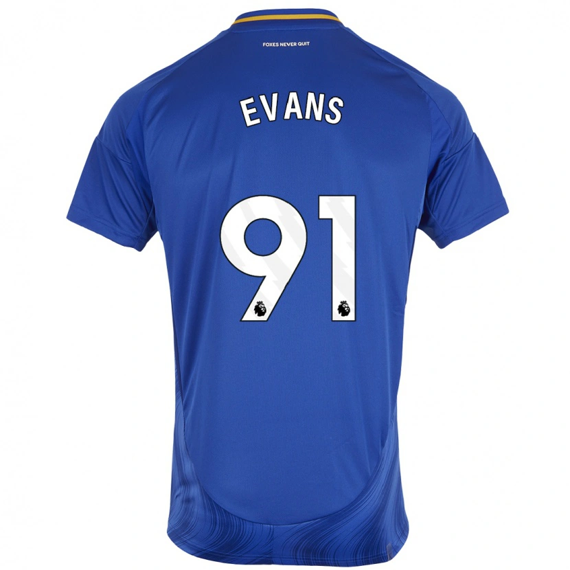 Danxen Uomo Maglia Jake Evans #91 Blu Bianco Kit Gara Home 2024/25 Maglietta