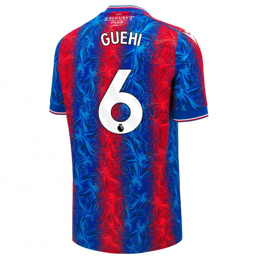 Danxen Uomo Maglia Marc Guéhi #6 Strisce Rosso Blu Kit Gara Home 2024/25 Maglietta