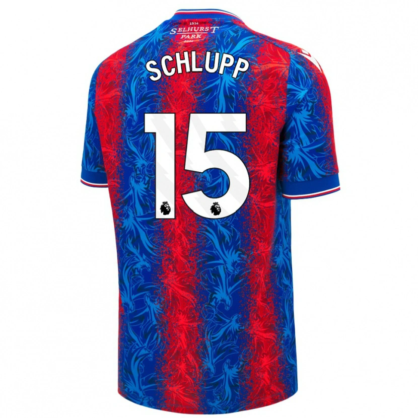 Danxen Uomo Maglia Jeffrey Schlupp #15 Strisce Rosso Blu Kit Gara Home 2024/25 Maglietta