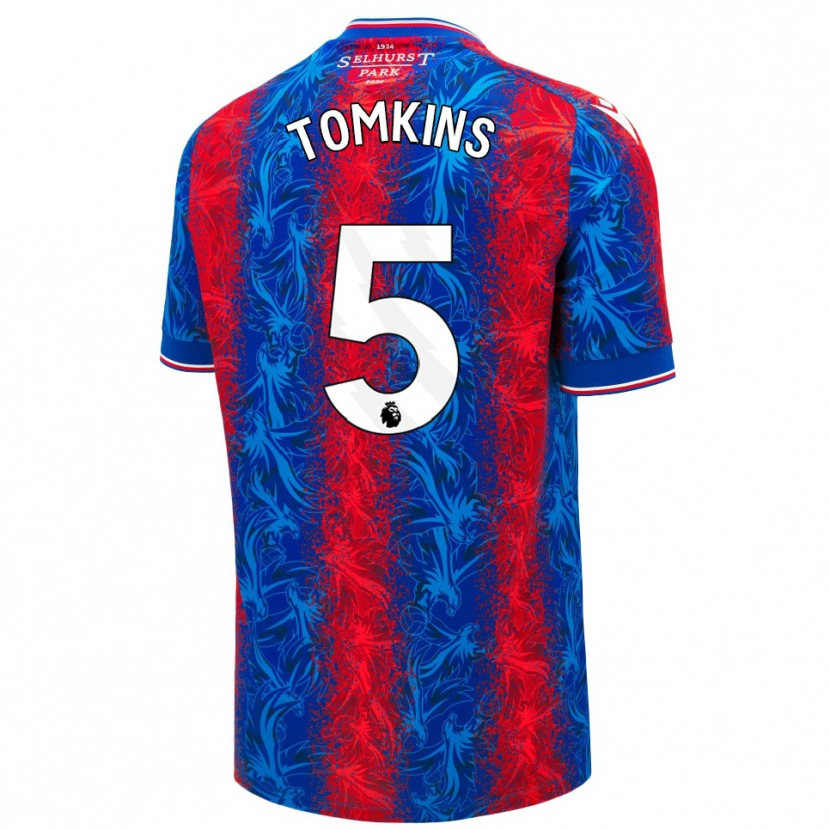 Danxen Uomo Maglia James Tomkins #5 Strisce Rosso Blu Kit Gara Home 2024/25 Maglietta