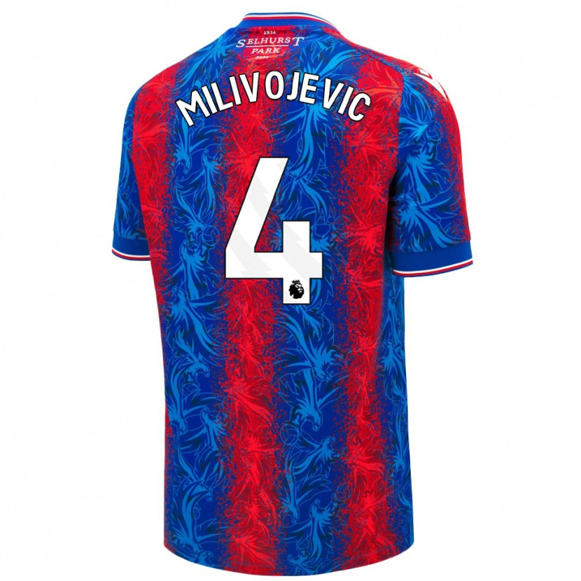 Danxen Uomo Maglia Luka Milivojevic #4 Strisce Rosso Blu Kit Gara Home 2024/25 Maglietta