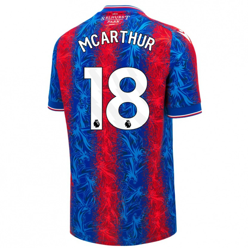 Danxen Uomo Maglia James Mcarthur #18 Strisce Rosso Blu Kit Gara Home 2024/25 Maglietta